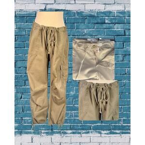 Vintage Aéropostale Low-rise Cargo Parachute Tan Khaki Drawstring Pants 11/12